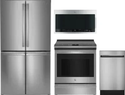 4 Piece Package Includes Refrigerator, Range, Microwave And Dishwasher